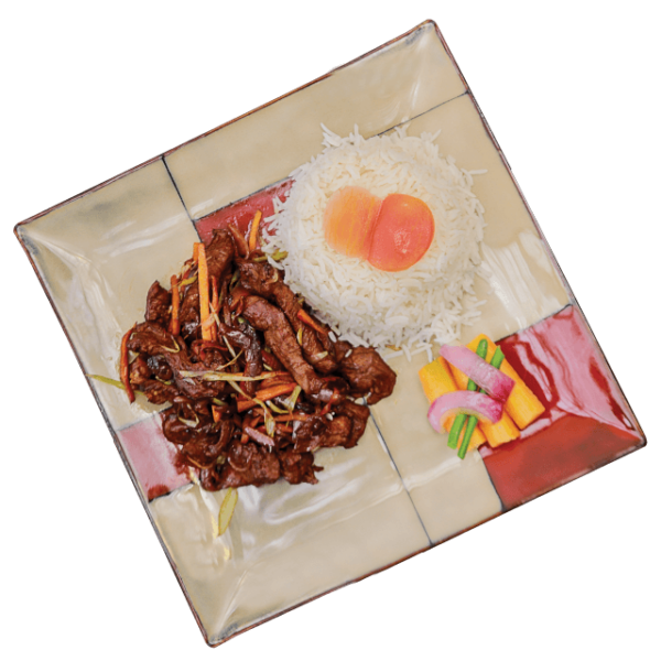Stir fried beef and vegetable strips