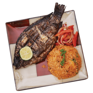 Whole grilled fish on bone